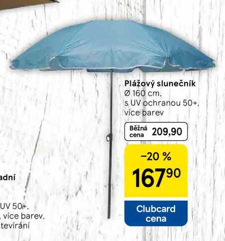 Plážový slunečník Ø 160 cm. s UV ochranou 50+, více barev
