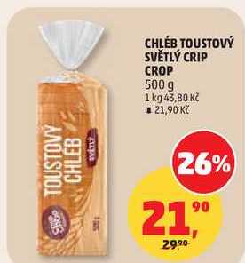 CHLÉB TOUSTOVÝ SVĚTLÝ CRIP CROP, 500 g 