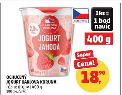 OCHUCENÝ JOGURT KARLOVA KORUNA různé druhy, 400 g