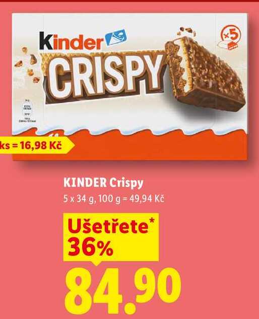 KINDER Crispy, 5 x 34 g 