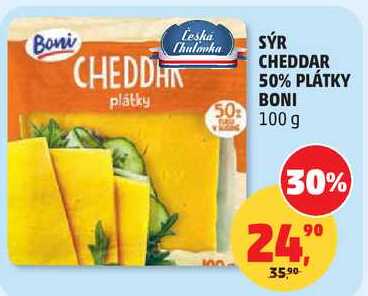 SÝR CHEDDAR 50% PLÁTKY BONI, 100 g