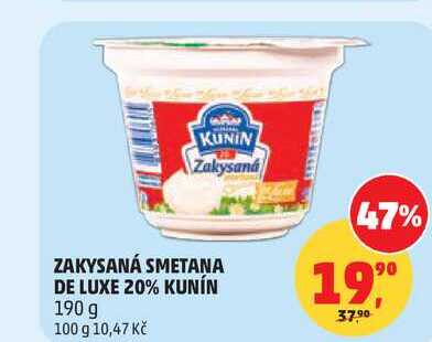 ZAKYSANÁ SMETANA DE LUXE 20% KUNIN, 190 g  