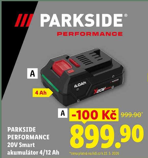 PARKSIDE PERFORMANCE 20V Smart akumulátor 4/12 Ah