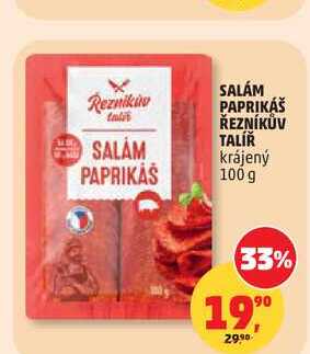SALÁM PAPRIKÁŠ ŘEZNÍKŮV TALÍŘ krájený, 100 g