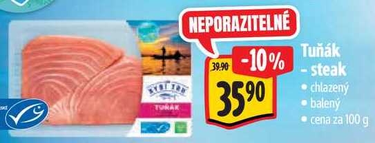 Tuňák - steak, cena za 100 g  
