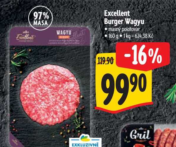 Excellent Burger Wagyu, masný polotovar 160 g