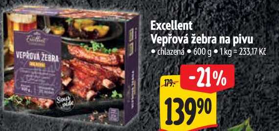 Excellent Vepřová žebra na pivu, chlazená 600 g 