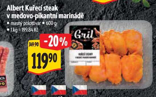 Albert Kuřecí steak v medovo-pikantní marinádě, masný polotovar 600 g 