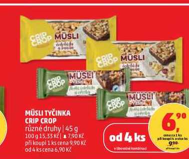 MÜSLI TYČINKA CRIP CROP různé druhy, 45 g 