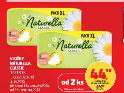 VLOŽKY NATURELLA CLASSIC, 14/18 ks