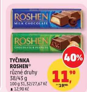 TYČINKA ROSHEN různé druhy, 38/43 g  