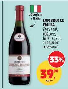 LAMBRUSCO EMILIA červené, 0,75 l 