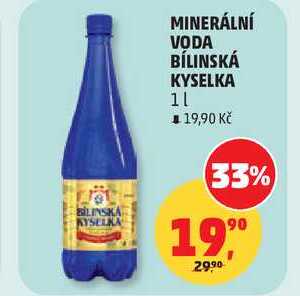 MINERÁLNÍ VODA BÍLINSKÁ KYSELKA, 1 l 