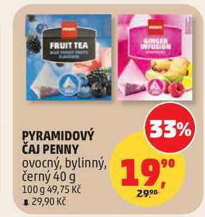 PYRAMIDOVÝ ČAJ PENNY 33% Ovocný, 40 g