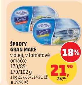 ŠPROTY GRAN MARE v oleji, 170/85; 170/102 g 