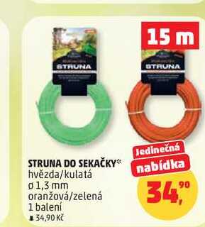 STRUNA DO SEKAČKY hvězda/kulatá nabídka, průměr 1,3 mm oranžová/zelená