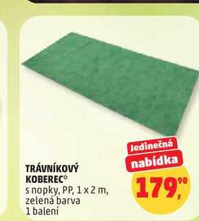 TRÁVNÍKOVÝ KOBEREC, snopky, PP, 1x2 m, zelená barva