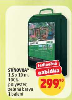 STÍNOVKA, 1,5 x 10 m, 100% polyester, zelená barva  