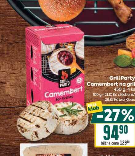 Grill Party Camembert na gril 450 g, 4 ks 