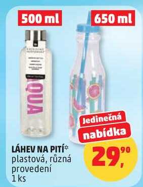 LÁHEV NA PITÍ plastová, různá provedení, 1 ks  