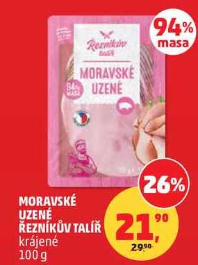 MORAVSKÉ UZENÉ ŘEZNÍKŮV TALÍŘ krájené, 100 g  