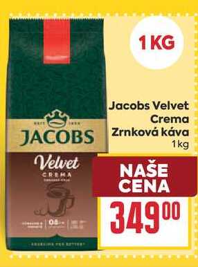 Jacobs Velvet Crema Zrnková káva 1kg