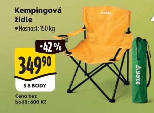 Kempingová židle, Nosnost: 150 kg 