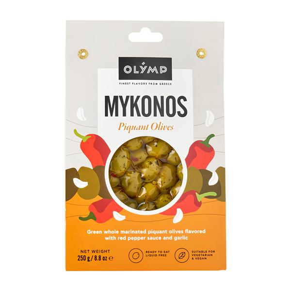 Olymp Pikantní zelené olivy s chilli paprikou a česnekem vakuované