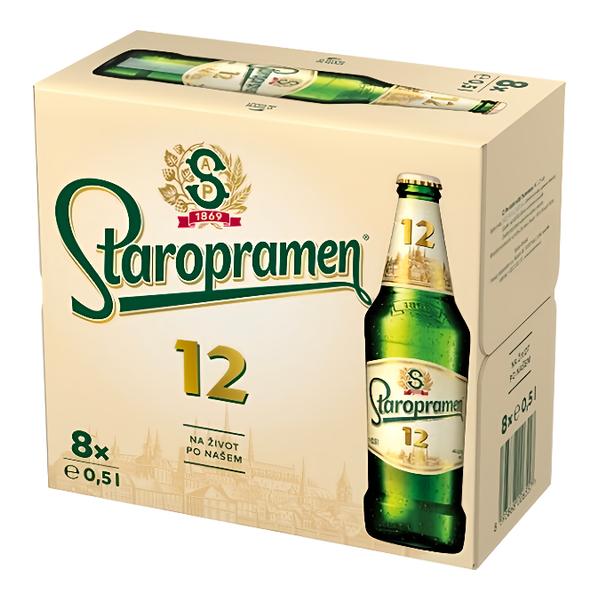 Staropramen 12, světlý ležák, sklo 8x0,5l