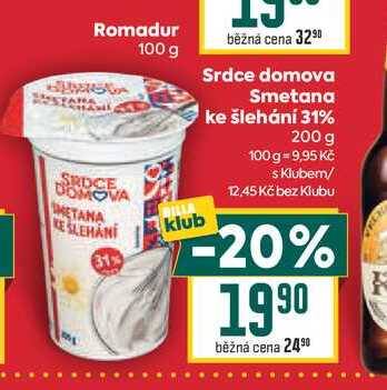 Srdce domova Smetana ke šlehání 31% 200 g 