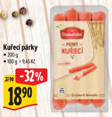 Kuřecí párky, 200 g  