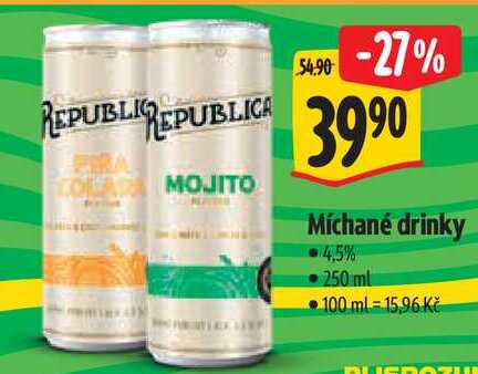 Míchané drinky, 250 ml