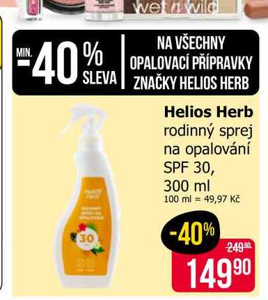 Helios Herb rodinný sprej na opalování SPF 30, 300 ml 