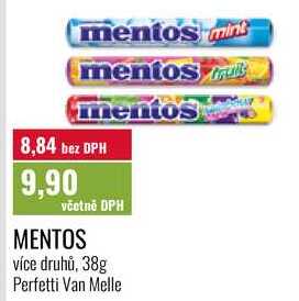 MENTOS více druhů, 38g 