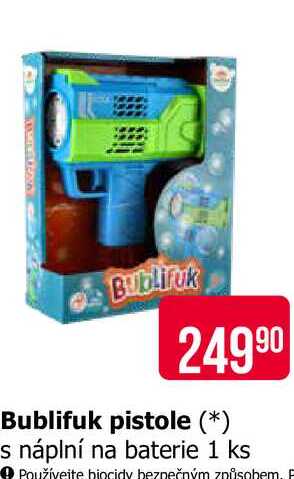 Bublifuk pistole s náplní na baterie 1 ks 