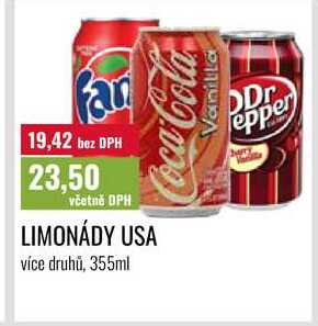 LIMONÁDY USA více druhů, 355ml