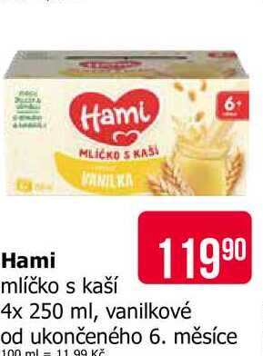 Hami Mlíčko s kaší 4x250g,vybrané druhy