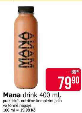 Mana drink 400 ml, praktické, nutričně kompletní jídlo ve formě nápoje 