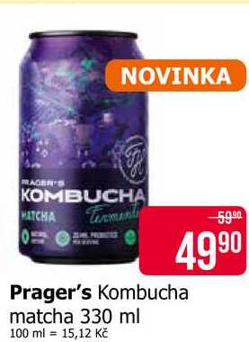 Prager's Kombucha matcha 330 ml 