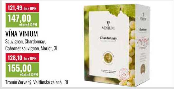 VÍNA VINIUM Sauvignon, Chardonnay, Cabernet sauvignon, Merlot, 31
