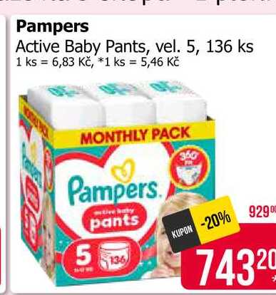 Pampers Active Baby Pants, vel. 5, 136 ks 