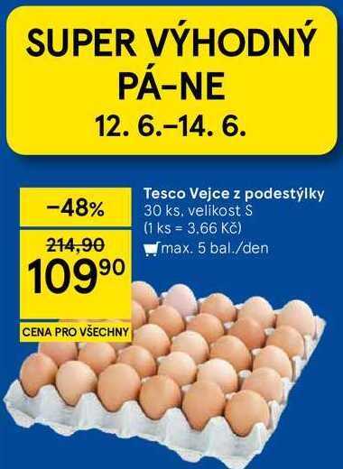 Tesco Vejce z podestýlky, 30 ks, velikost S
