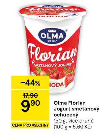 Olma Florian Jogurt smetanový ochucený, 150 g, více druhů