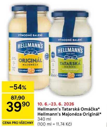 Hellmann's Tatarská Omáčka, 340 ml 