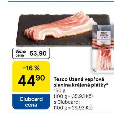 Tesco Uzená vepřová slanina krájená plátky, 150 g