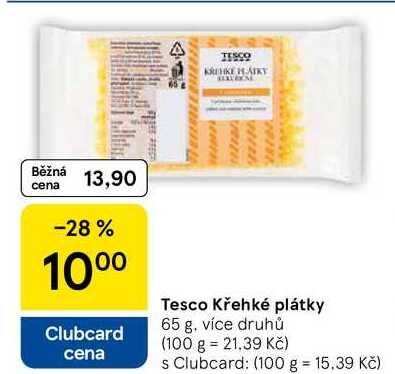 Tesco křehké plátky, 65 g