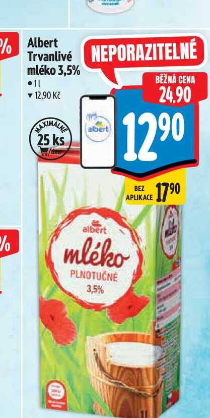 Albert Trvanlivé mléko 3,5% 1 l