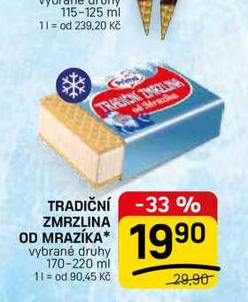 TRADIČNÍ ZMRZLINA OD MRAZÍKA* vybrané druhy 170-220 ml