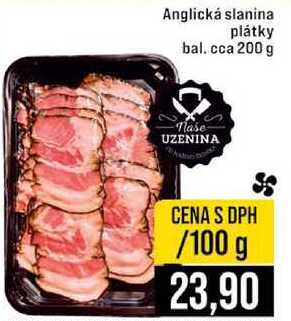 Anglická slanina plátky bal. cca 200 g 100g