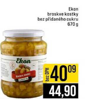 Ekon broskve kostky bez přidaného cukru 670 g